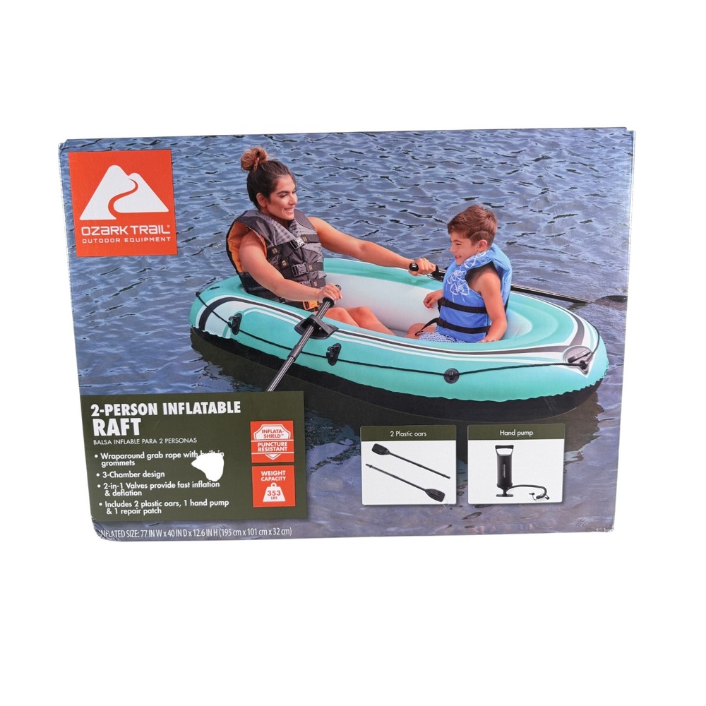 Ozark Trail 77" x 40" Recreational 2 Person PVC Blue Inflatable Raft NIB